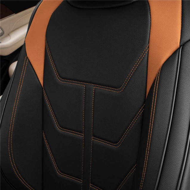 Bionic70 Deluxe Faux Leather Car Seat Covers with Contrast Stitching – Front Set TP70002