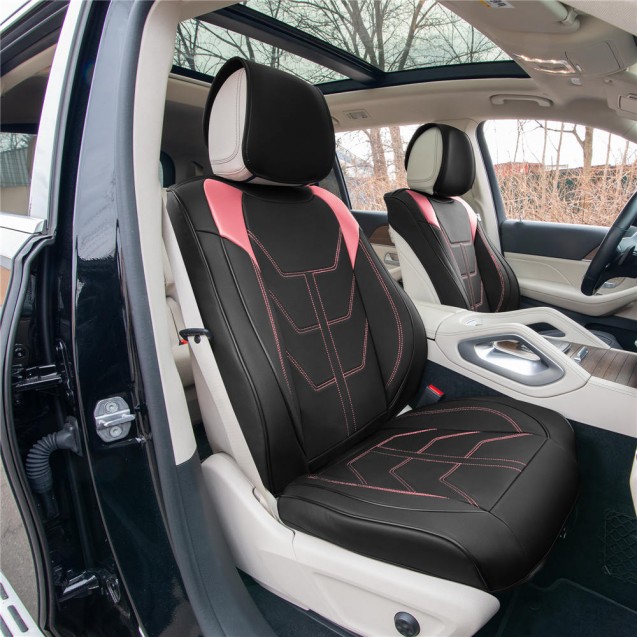 Bionic70 Deluxe Faux Leather Car Seat Covers with Contrast Stitching – Front Set TP70002