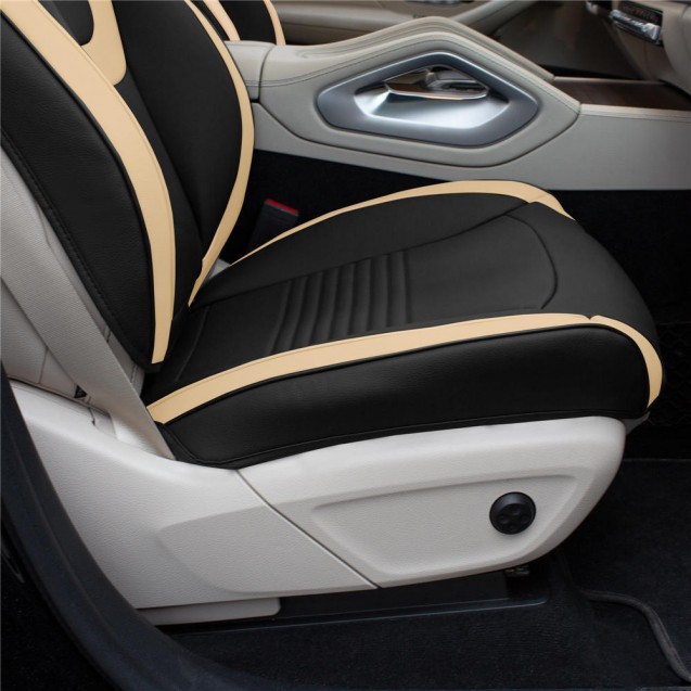 Hybrid70 Deluxe Faux Leather Car Seat Covers with Modern Pattern – Front Set TP70003