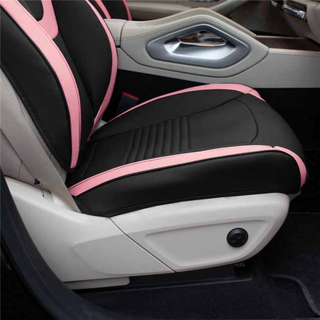 Hybrid70 Deluxe Faux Leather Car Seat Covers with Modern Pattern – Front Set TP70003