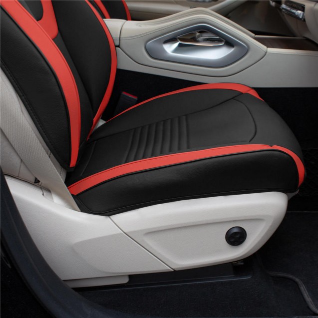 Hybrid70 Deluxe Faux Leather Car Seat Covers with Modern Pattern – Front Set TP70003